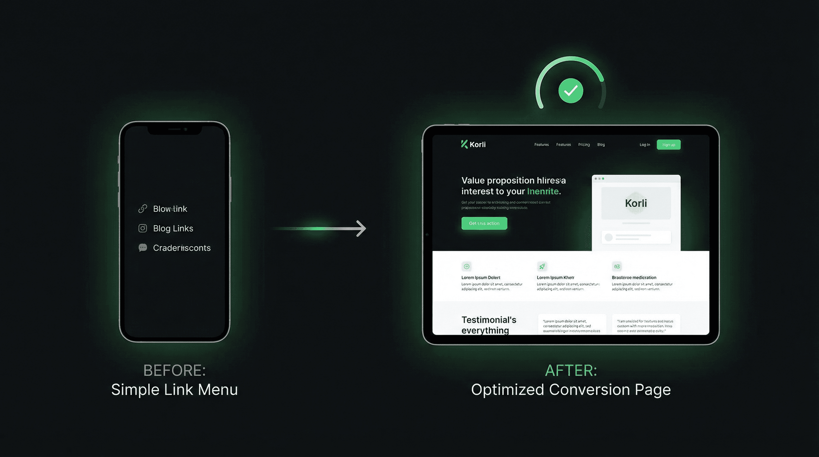 Maquette d’une page link-in-bio avec plusieurs boutons pour remplacer un seul lien Instagram